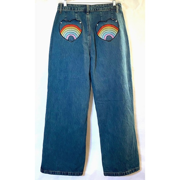 Cider Jeans Nwt Cider Jeans Xl Rainbow Heart Embroidery Back